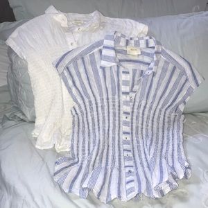 Anthropologie ruched shortsleeve shirts